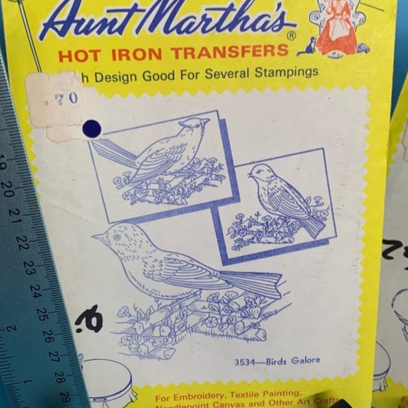 2 Vintage Aunt Martha's hot iron transfers birds & mountain scenes - Picture 2 of 12